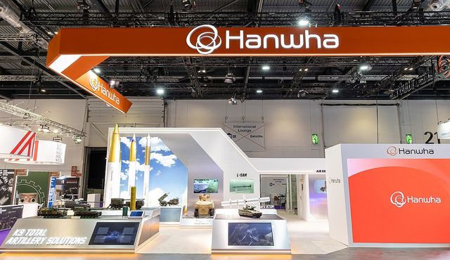 영국 방산전시회 DSEI에 참가한 한화그룹 방산 3사의 부스 전경