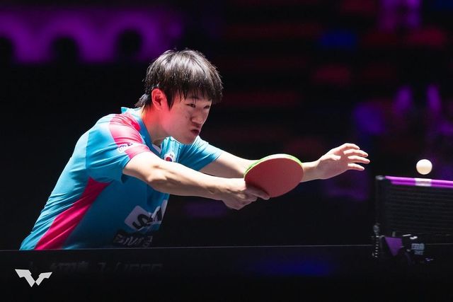 WTT 챔피언스 마카오에 나선 오준성의 경기 장면