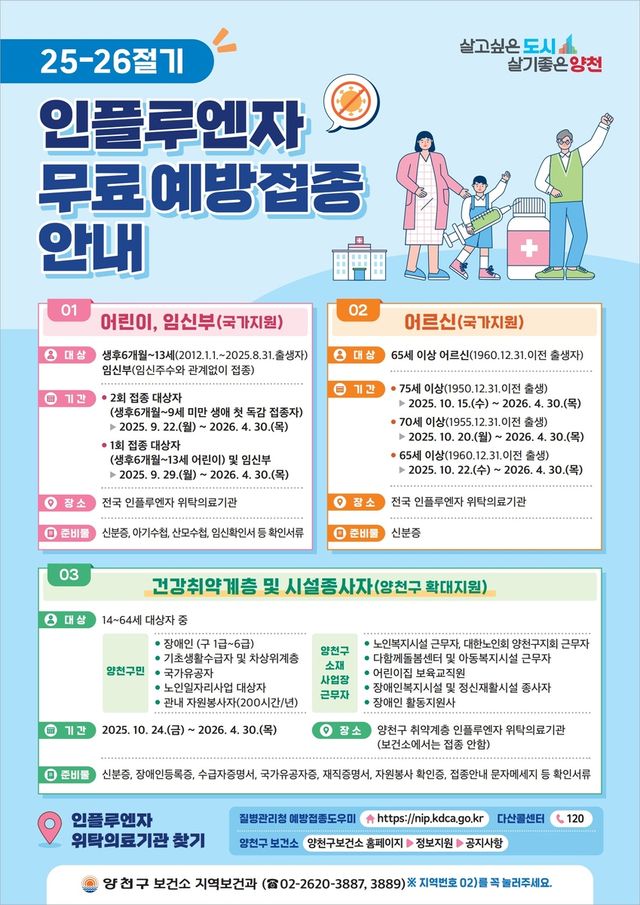 양천구 인플루엔자 무료 예방접종