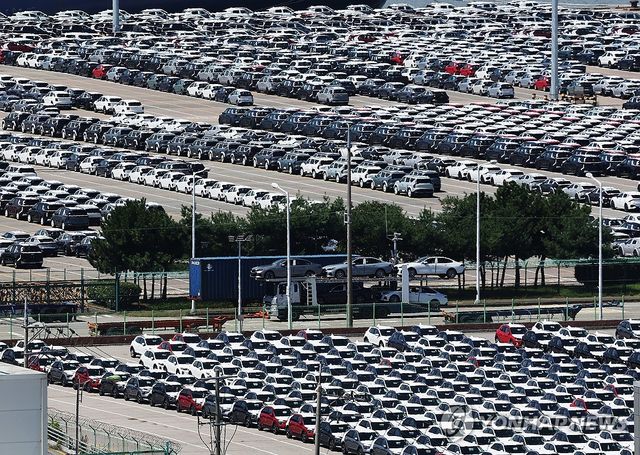 수출 대기 중인 자동차