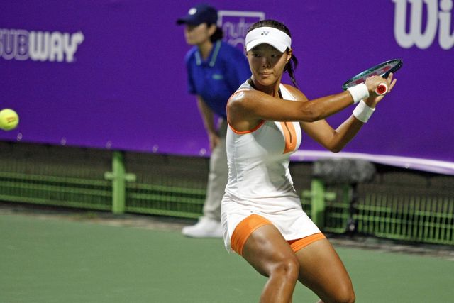 백다연의 17일 1회전 경기 모습. 