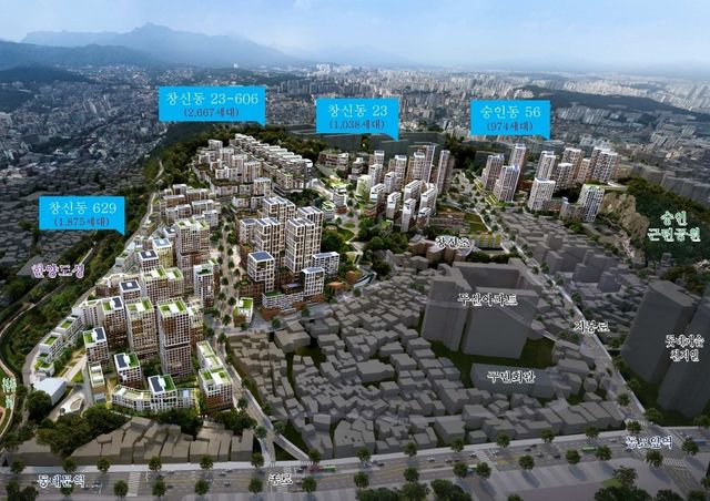 창신동, 숭인동 정비구역 조감도