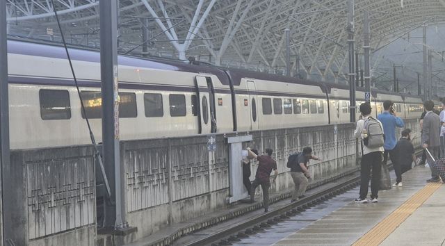 SRT에서 내리는 승객들