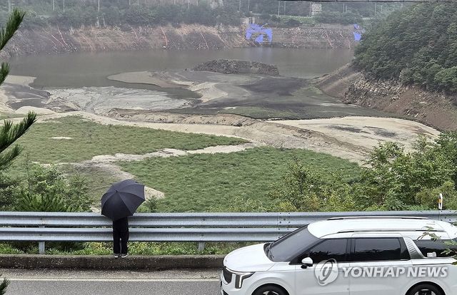 비 내리는 강릉시 상수원 오봉저수지