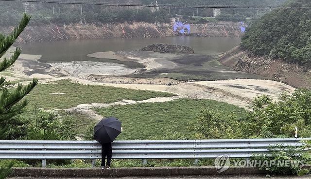 비 내리는 강릉시 상수원 오봉저수지