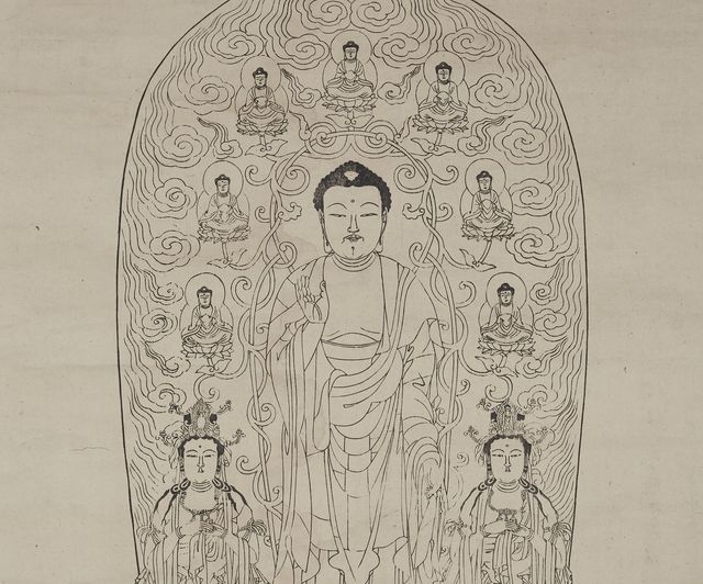 아미타삼존불 판화 