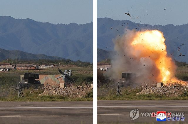 북한 김정은, 전술무인공격기 성능시험 지도