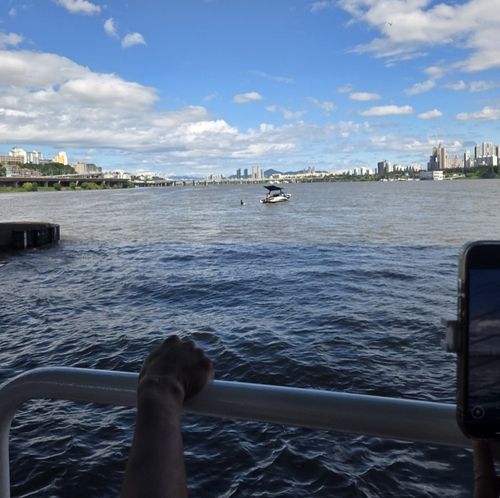 한강버스 항로 주변 레저보트, 수상스키를 즐기는 시민