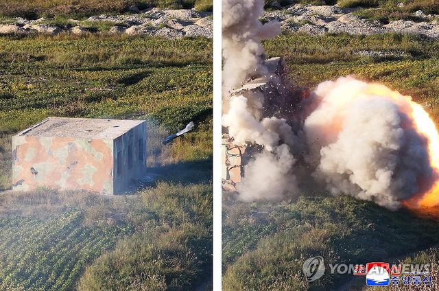 북한 김정은, 전술무인공격기 성능시험 지도