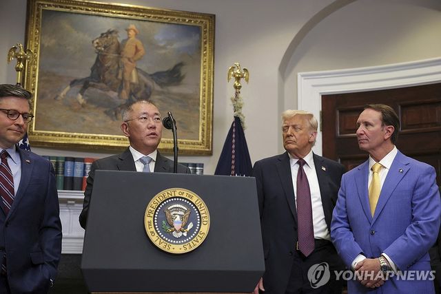3월 백악관서 대미 투자 발표하는 정의선