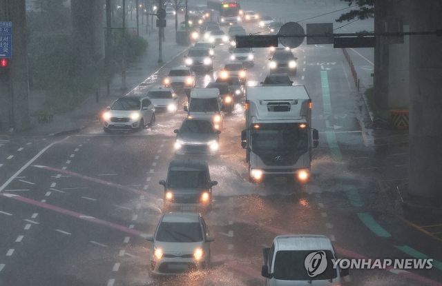 세차게 내리는 비