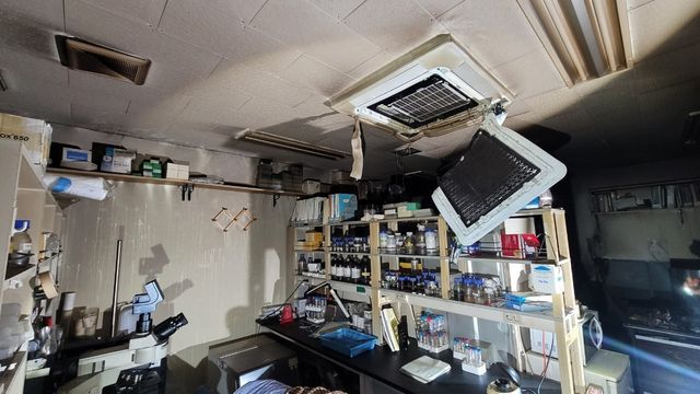 불에 탄 제주대학교 실험실