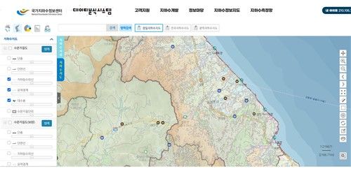 강원 강릉시 일대 지하수 지도. [국가지하수정보센터 갈무리. 재판매 및 DB 금지]