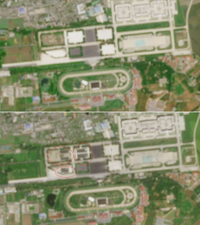 올해 6월 23일(위)과 9월 11일 미림비행장 일대의 위성 이미지 비교