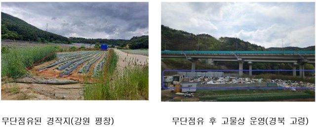 무단으로 점유된 도로공사 관리 부지의 모습