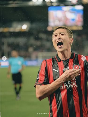 득점 후 포효하는 조규성.