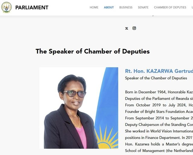 거트루드 카자와 르완다 하원의장 