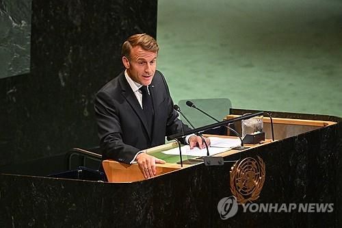 팔레스타인 국가 인정 선언하는 마크롱 프랑스 대통령