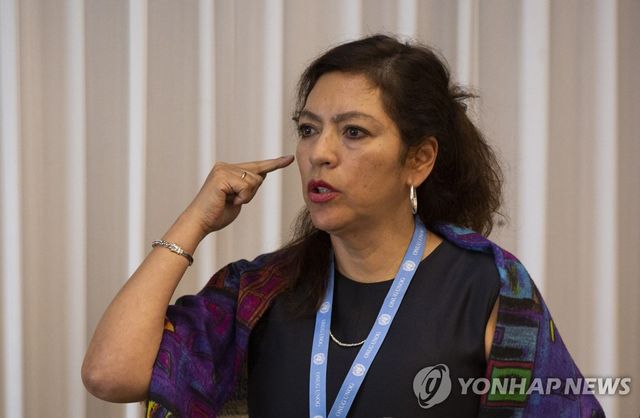 2022년 방한 당시 기자회견하는 엘리자베스 살몬 유엔 북한인권특별보고관