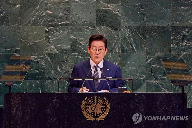 유엔 총회 기조연설하는 이재명 대통령