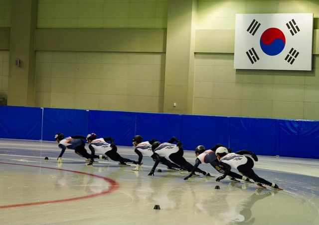 훈련하는 쇼트트랙 대표팀