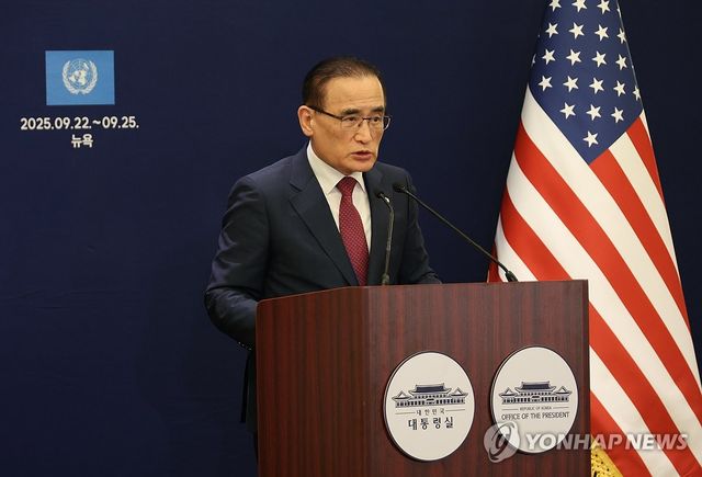 브리핑하는 위성락 안보실장