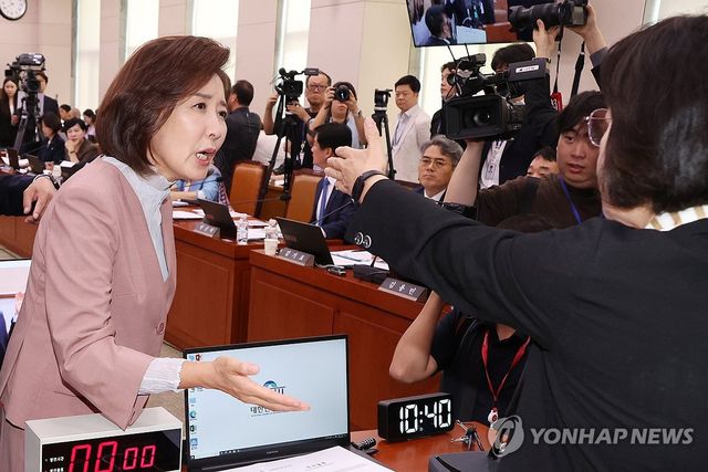 항의하는 국민의힘 나경원 의원