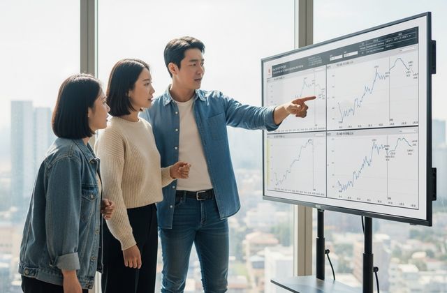 롯데웰푸드 'AI 구매 어시스턴트'를 활용하고 있는 담당자들 연출 이미지