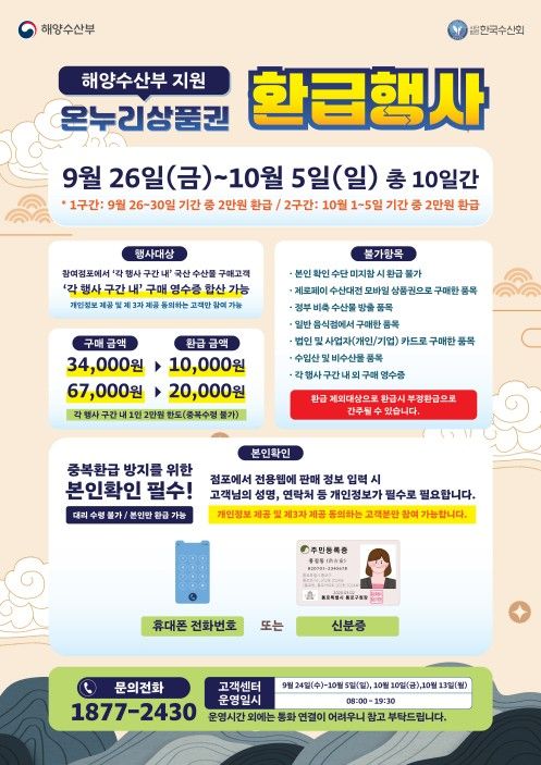 해양수산부 온누리상품권 환급 행사 안내