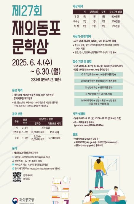 동포청, 2025 재외동포문학상 수상자 발표