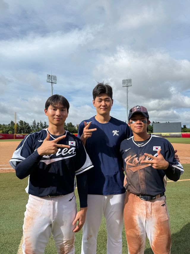 한국 야구대표팀 임종성, 최용준, 김병준(왼쪽부터)