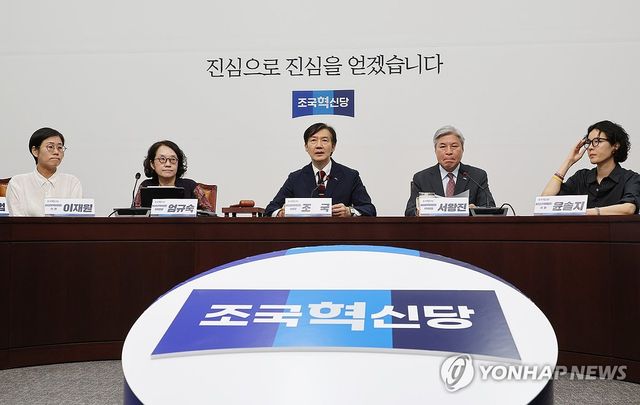 비대위 회의서 발언하는 조국 위원장