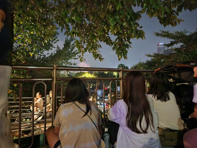 불꽃놀이 지켜보는 시민들