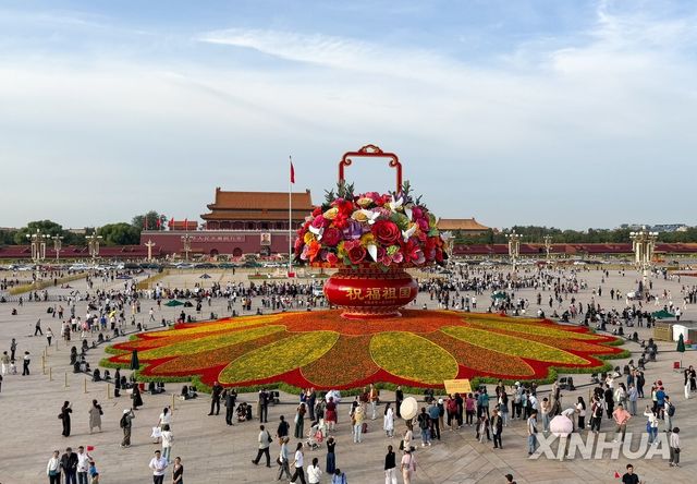 중국 국경절 연휴 앞둔 베이징 톈안먼광장