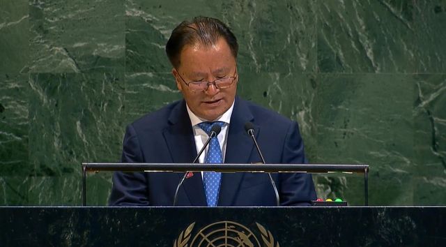 유엔총회 연설하는 김선경 북한 부상