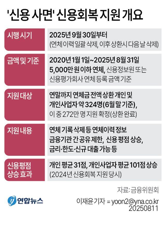 [그래픽] '신용 사면' 신용회복 지원 개요