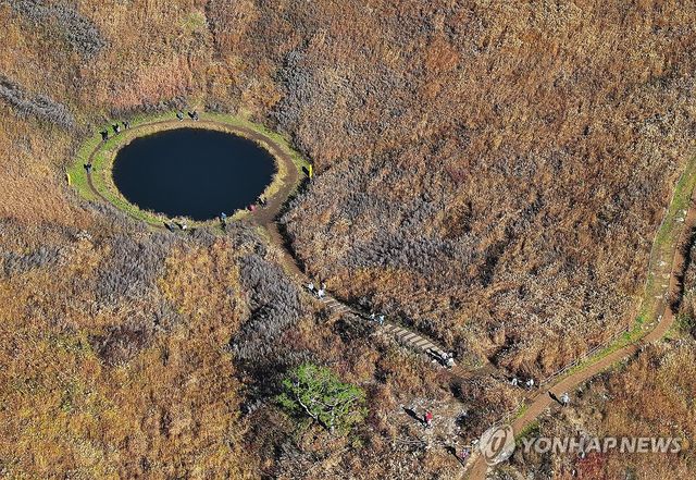 민둥산 돌리네 연못에 찾아온 가을