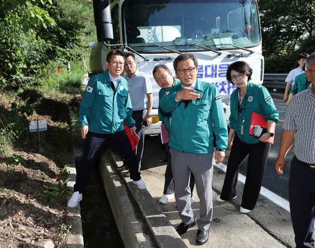 오봉저수지 원수 투입 현장 방문한 김홍규 시장