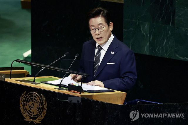 유엔 총회 기조연설하는 이재명 대통령