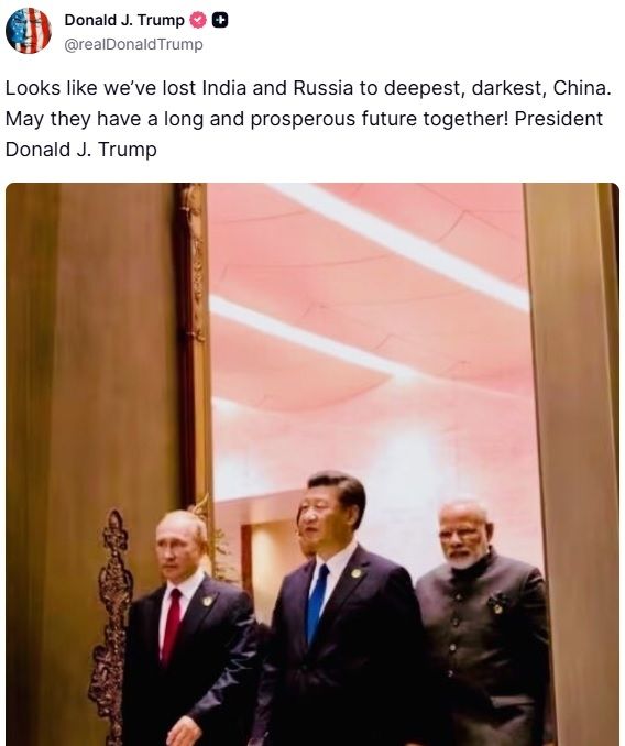 트럼프 대통령 "인도와 중국, 중국에 빼앗겨"