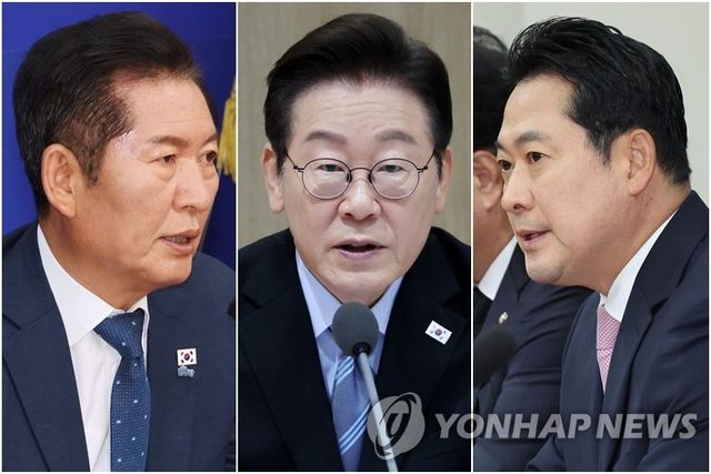 이재명 대통령(가운데)과 여야 대표