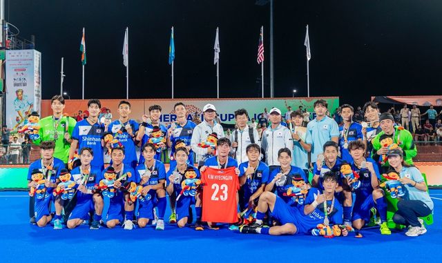 준우승 한국 남자 하키 대표팀.