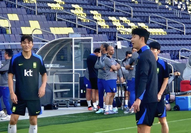 내슈빌 지오디스파크에서 훈련에 나선 손흥민 등 축구 대표팀 선수들