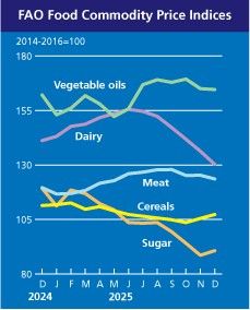 세계식량가격지수 넉 달째 하락…작년 한 해 상승 - 2