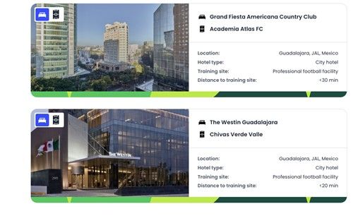 과달라하라의 베이스캠프 후보 시설 두 곳
