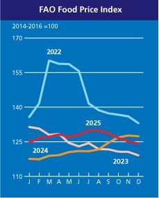 세계식량가격지수 넉 달째 하락…작년 한 해 상승 - 3