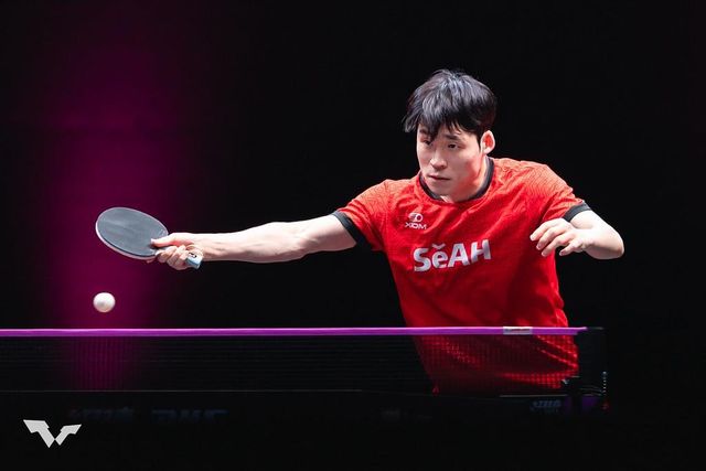 WTT 챔피언스 도하 남자 단식 경기에 나선 장우진 