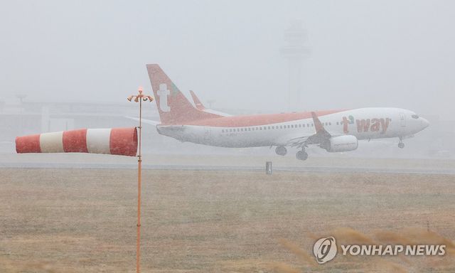 눈보라 속 힘겨운 착륙