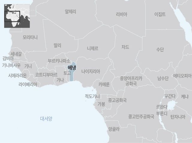 아프리카 베냉 지도
