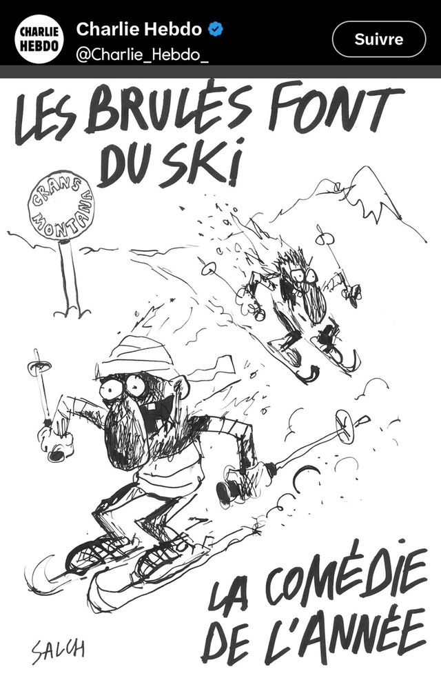 스위스 화재 참사 희생자들 풍자 만평